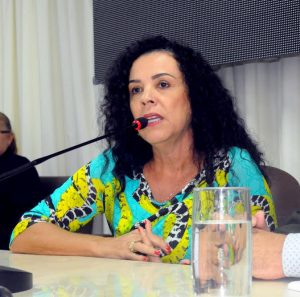 Kátia Bogéa fala para vereadores na Câmara Municipal sobre prioridades do IPHAN.