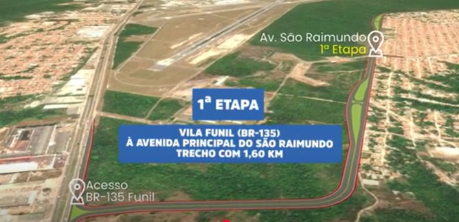 Avenida Metropolitana próxima ao Aeroporto de São Luís está em estágio avançado de construção